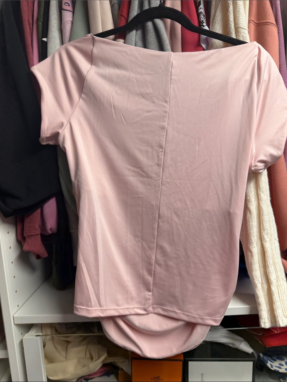 Active USA Light Pink Square Neck Short Sleeve Top - Picture 3 of 3